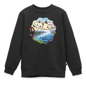 Oiseaux - Sweat Premium enfant bio - noir - Devant - AI Model Kid Female (0cm)