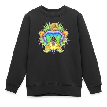 FlyTime, noeud papillon, bouche avec langue - Sweat Premium enfant bio - noir - Devant - AI Model Kid Female (0cm)