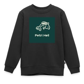 Petri Heil Angeln - Kinder Premium Organic Sweatshirt - Schwarz - Vorne - AI Model Kid Female (0cm)