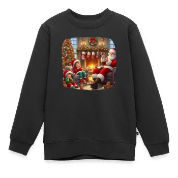 Père Noël réveillon de Noël famille renne - Sweat Premium enfant bio - noir - Devant - AI Model Kid Female (0cm)