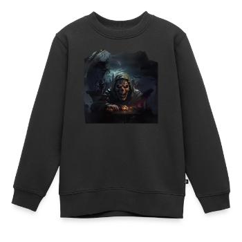 Skelett-Kürbisschloss Dunkler Albtraum - Kinder Premium Organic Sweatshirt - Schwarz - Vorne - AI Model Kid Female (0cm)
