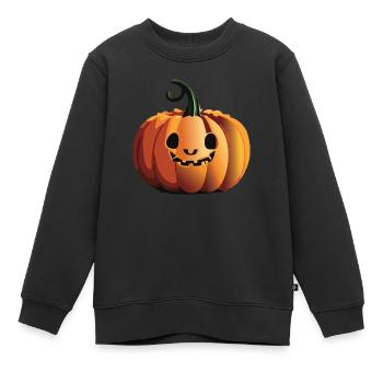Halloween Kürbis Gesicht - Kinder Premium Organic Sweatshirt - Schwarz - Vorne - AI Model Kid Female (0cm)