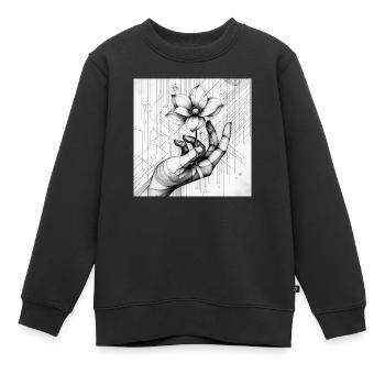 Hand & Flower : Résistance et espoir - Sweat Premium enfant bio - noir - Devant - AI Model Kid Female (0cm)