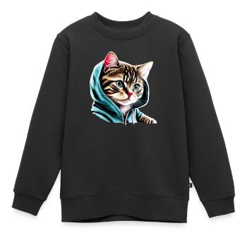 Chat domestique Chat Chat Propriétaire Chaton Chaton - Sweat Premium enfant bio - noir - Devant - AI Model Kid Female (0cm)