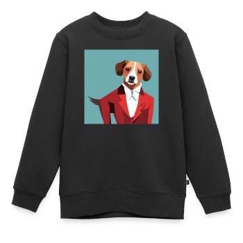 Hund in Business Kleidung - Kinder Premium Organic Sweatshirt - Schwarz - Vorne - AI Model Kid Female (0cm)