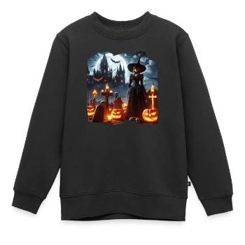Citrouilles de cimetière de sorcières - Sweat Premium enfant bio - noir - Devant - AI Model Kid Female (0cm)