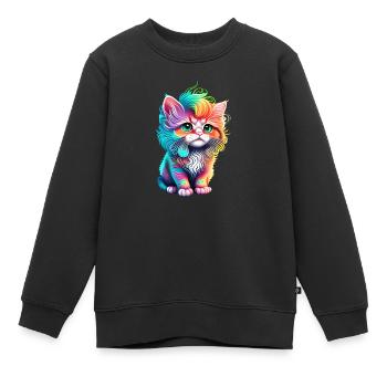 Chat, Chat domestique, Propriétaire de chat, Chaton de compagnie - Sweat Premium enfant bio - noir - Devant - AI Model Kid Female (0cm)