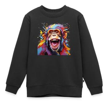 Chimpanzé Joie - Sweat Premium enfant bio - noir - Devant - AI Model Kid Female (0cm)
