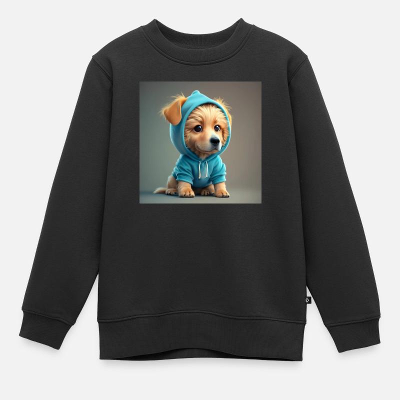 Hund mit blauer Kapuze - Kinder Premium Organic Sweatshirt - Schwarz