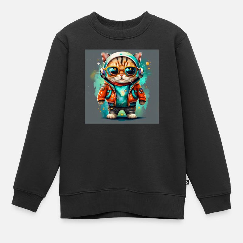 chat drôle - Sweat Premium enfant bio - noir
