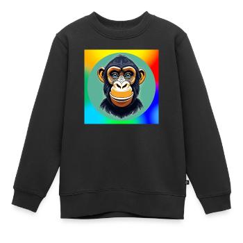 Schimpansen-Karikatur - Kinder Premium Organic Sweatshirt - Schwarz - Vorne - AI Model Kid Female (0cm)
