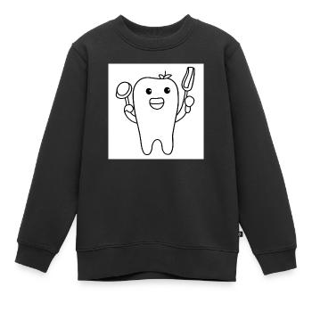 schwarz-weißer Zahn - Kinder Premium Organic Sweatshirt - Schwarz - Vorne - AI Model Kid Female (0cm)