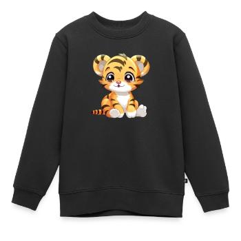 Ako das Tigerjunge - Kinder Premium Organic Sweatshirt - Schwarz - Vorne - AI Model Kid Female (0cm)
