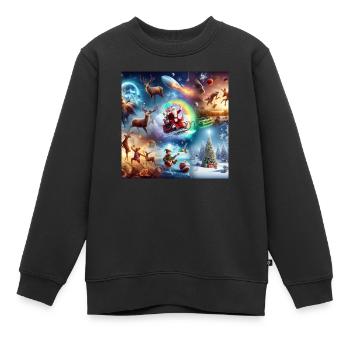Noël minuit messe cadeaux arbre de Noël père Noël - Sweat Premium enfant bio - noir - Devant - AI Model Kid Female (0cm)