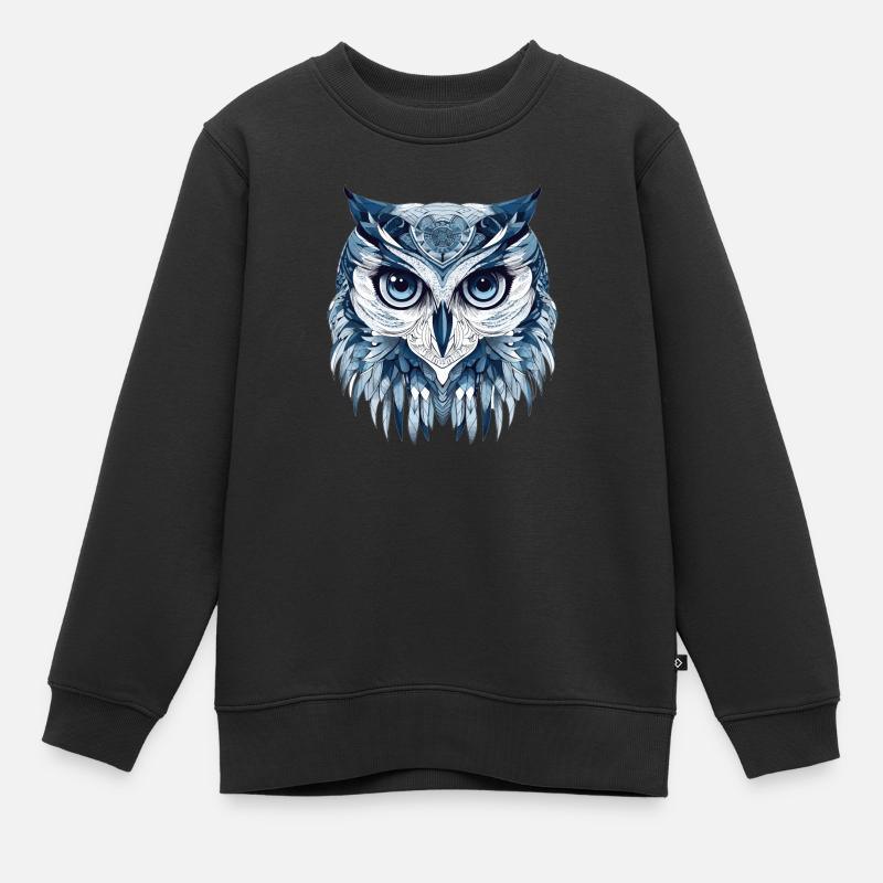 Owl Eule - Kinder Premium Organic Sweatshirt - Schwarz