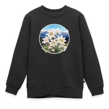 Edelweiss Fleur Plante Montagnes - Sweat Premium enfant bio - noir - Devant - AI Model Kid Female (0cm)