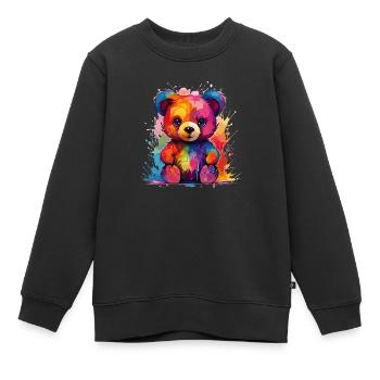 der bunte Teddy - Kinder Premium Organic Sweatshirt - Schwarz - Vorne - AI Model Kid Female (0cm)
