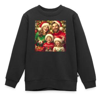 Joyeux Noël en famille - Sweat Premium enfant bio - noir - Devant - AI Model Kid Female (0cm)