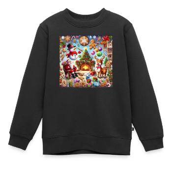 Weihnachtsmärchen-Collage - Kinder Premium Organic Sweatshirt - Schwarz - Vorne - AI Model Kid Female (0cm)