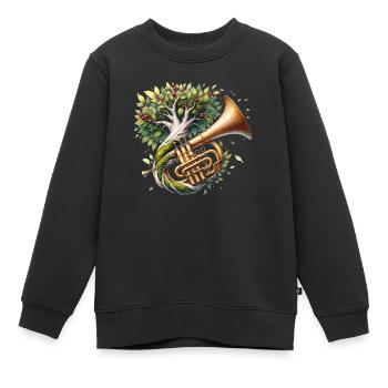 Trompette Arbre De Musique Orchestre Big Band - Sweat Premium enfant bio - noir - Devant - AI Model Kid Female (0cm)