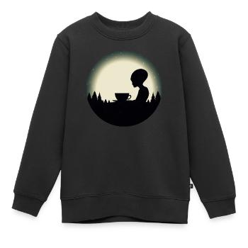 Alien Alien Café Silhouette Ciel Nocturne - Sweat Premium enfant bio - noir - Devant - AI Model Kid Female (0cm)