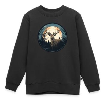Hirsch Natur - Kinder Premium Organic Sweatshirt - Schwarz - Vorne - AI Model Kid Female (0cm)