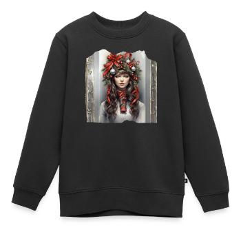 Père Noël réveillon de Noël messe de minuit arbres de Noël cadeaux - Sweat Premium enfant bio - noir - Devant - AI Model Kid Female (0cm)