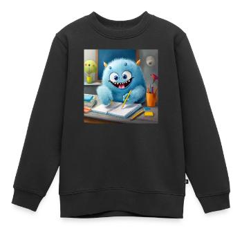 mignon petit monstre moelleux brosse à dents devoirs - Sweat Premium enfant bio - noir - Devant - AI Model Kid Female (0cm)