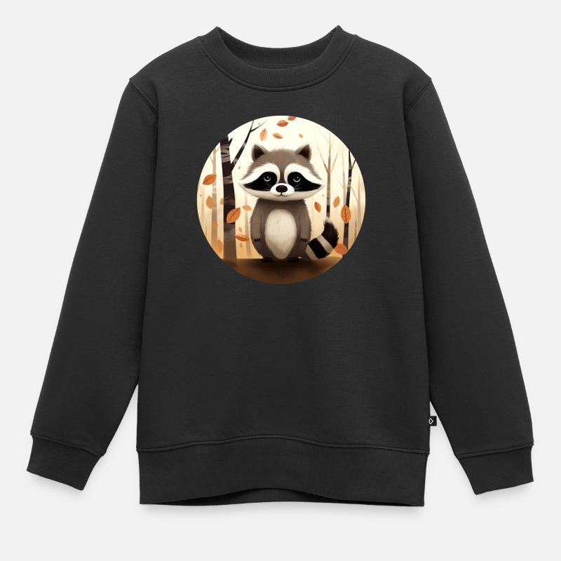 Ein Waschbär im Herbst - Kinder Premium Organic Sweatshirt - Schwarz