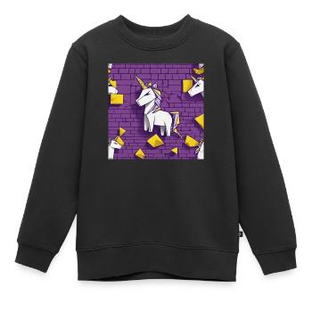 Angry Unicorn Grafiti - Kinder Premium Organic Sweatshirt - Schwarz - Vorne - AI Model Kid Female (0cm)