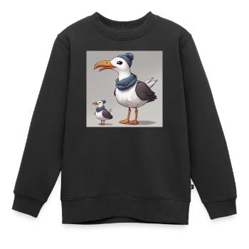 Möwe mit Schal - Kinder Premium Organic Sweatshirt - Schwarz - Vorne - AI Model Kid Female (0cm)