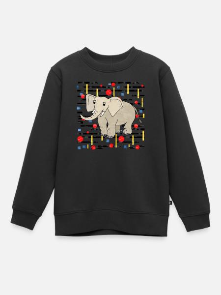Słoń - Premium børne sweatshirt økologisk - sort