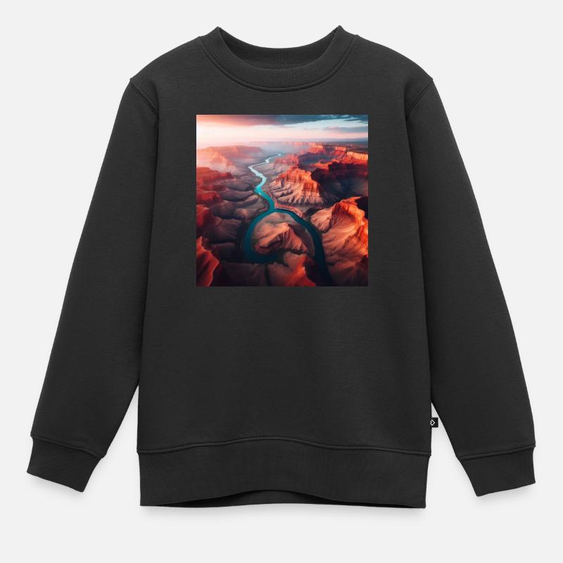 Fluss Landschaft - Kinder Premium Organic Sweatshirt - Schwarz