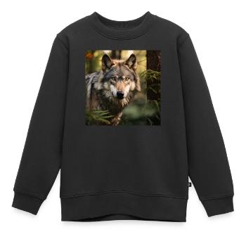 Die Kraft des Wolfes - Kinder Premium Organic Sweatshirt - Schwarz - Vorne - AI Model Kid Female (0cm)