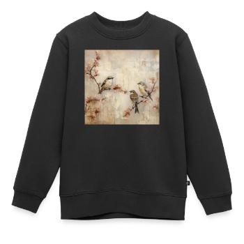 Oiseaux vintage - Sweat Premium enfant bio - noir - Devant - AI Model Kid Female (0cm)