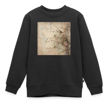Oiseau vintage - Sweat Premium enfant bio - noir - Devant - AI Model Kid Female (0cm)