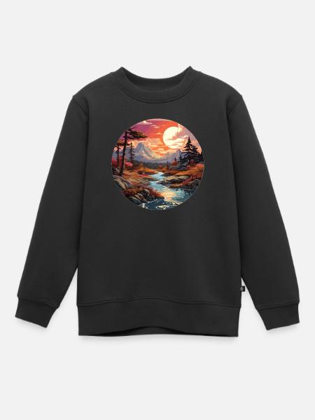 Landschaft - Illustration - Kinder Premium Organic Sweatshirt - Schwarz