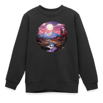 Paysage - Illustration - Sweat Premium enfant bio - noir - Devant - AI Model Kid Female (0cm)