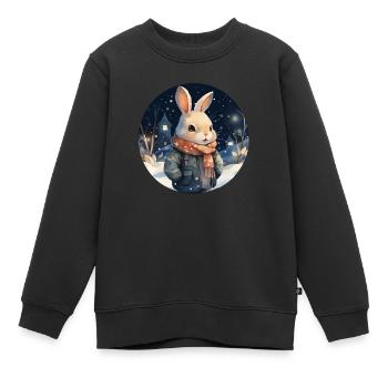 Kuscheliger Schnee-Hase - Kinder Premium Organic Sweatshirt - Schwarz - Vorne - AI Model Kid Female (0cm)