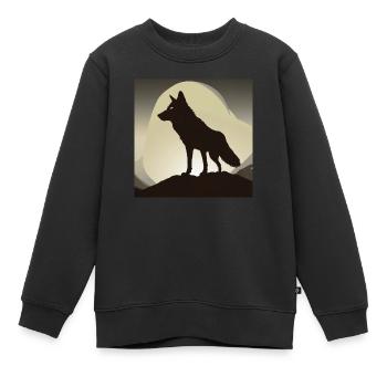Wolf Silhouette - Kinder Premium Organic Sweatshirt - Schwarz - Vorne - AI Model Kid Female (0cm)