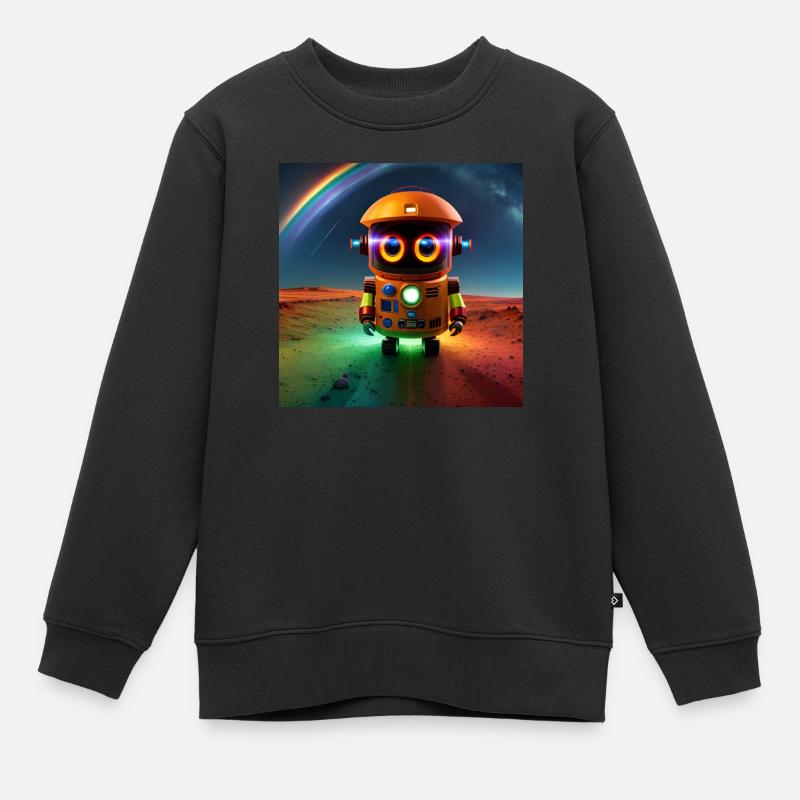 Süßer Bunter Robby Regenbogen - Kinder Premium Organic Sweatshirt - Schwarz