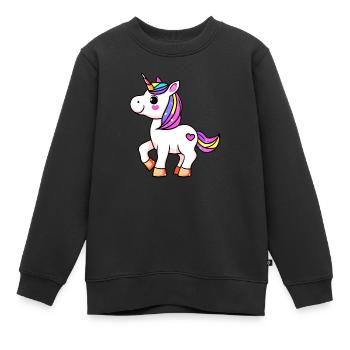 Einhorn Fabeltier Mädchen Einhörner - Kinder Premium Organic Sweatshirt - Schwarz - Vorne - AI Model Kid Female (0cm)