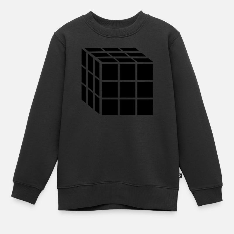3x3 Block Cube - Kids Premium Organic Sweatshirt - black
