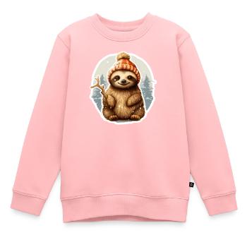 drôle de paresseux dans les chutes de neige - Sweat Premium enfant bio - rose - Devant - AI Model Kid Female (0cm)