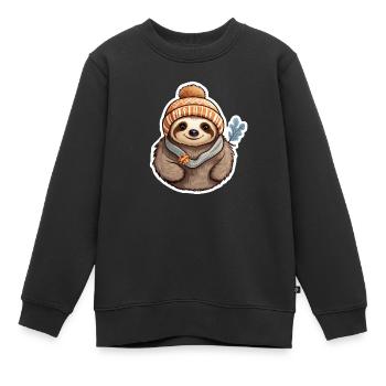 Paresseux d’hiver - Sweat Premium enfant bio - noir - Devant - AI Model Kid Female (0cm)