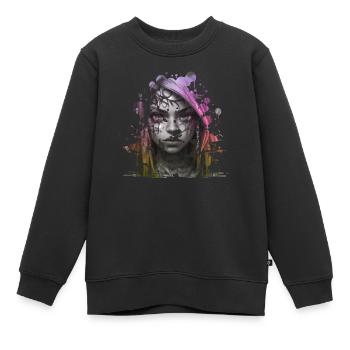 Graffiti Street Art Spray Vintage Schablone Retro - Kinder Premium Organic Sweatshirt - Schwarz - Vorne - AI Model Kid Female (0cm)