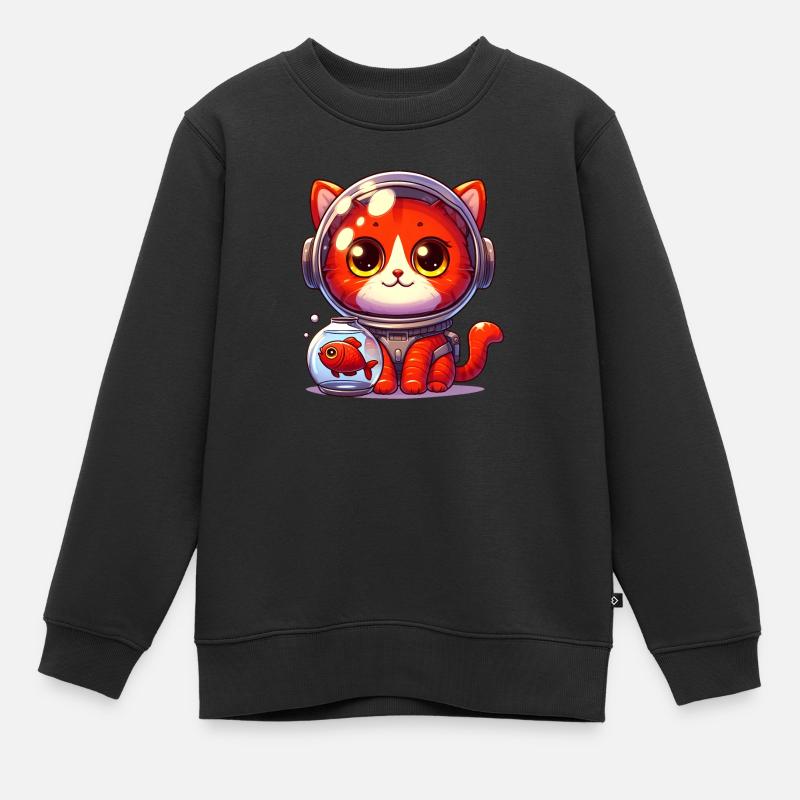 Le chat astronaute - Sweat Premium enfant bio - noir