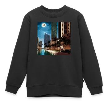 Palmiers au clair de lune - Sweat Premium enfant bio - noir - Devant - AI Model Kid Female (0cm)