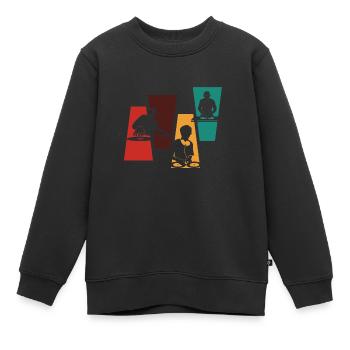 Vintage Retro Discjockey - DJ Geschenkidee - Kinder Premium Organic Sweatshirt - Schwarz - Vorne - AI Model Kid Female (0cm)