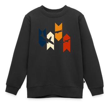 Avion rétro vintage - idée cadeau avion - Sweat Premium enfant bio - noir - Devant - AI Model Kid Female (0cm)